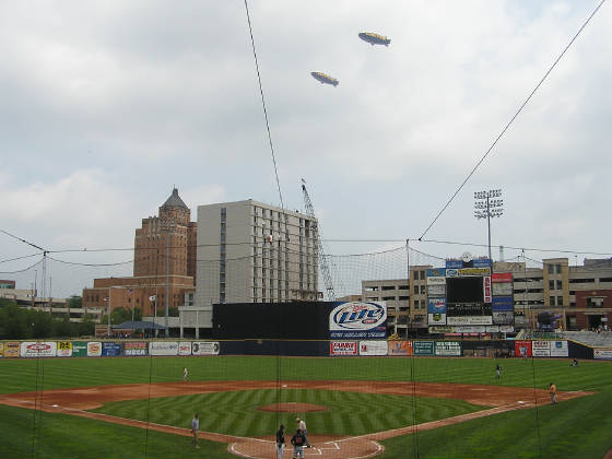 A view of Canal Park from behind Home Plate